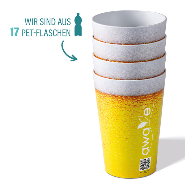AWAVE® Trinkbecher, 500 ml, aus rPET, mit Eichstrich, stapelbar