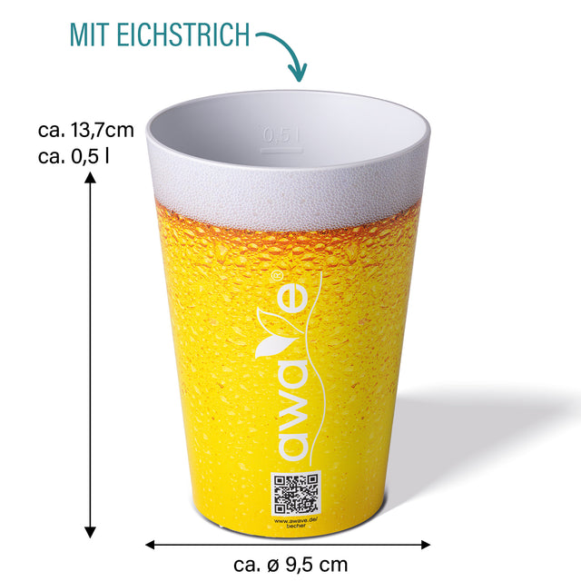 AWAVE® Trinkbecher, 500 ml, aus rPET, mit Eichstrich, stapelbar