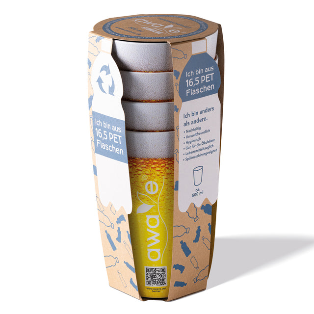 AWAVE® Trinkbecher, 500 ml, aus rPET, mit Eichstrich, stapelbar