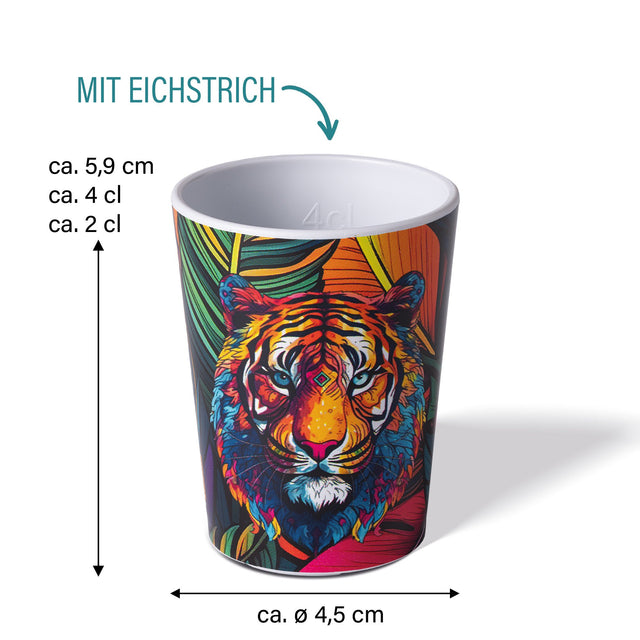 AWAVE® Shotbecher, 4 cl, aus rPET, Eichstrich bei 2 cl und 4 cl, stapelbar