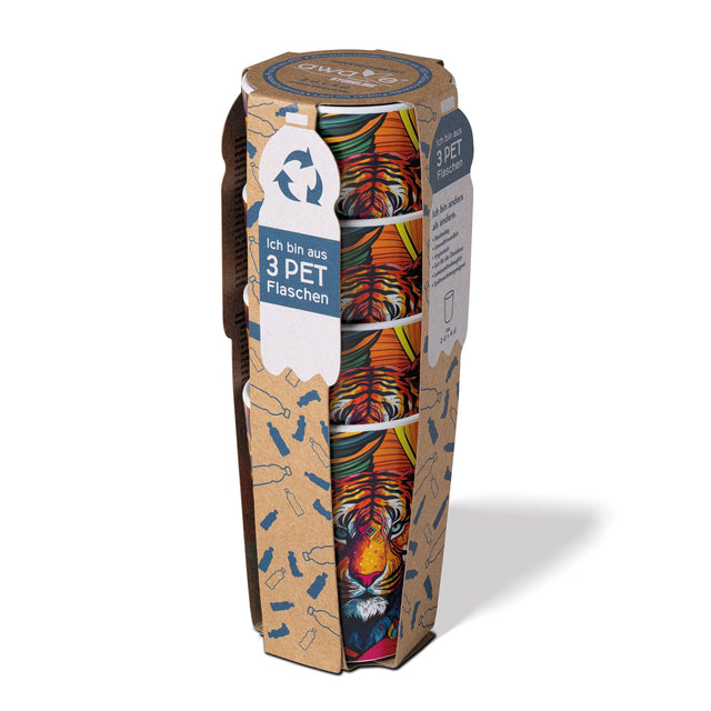 AWAVE® Shotbecher, 4 cl, aus rPET, Eichstrich bei 2 cl und 4 cl, stapelbar