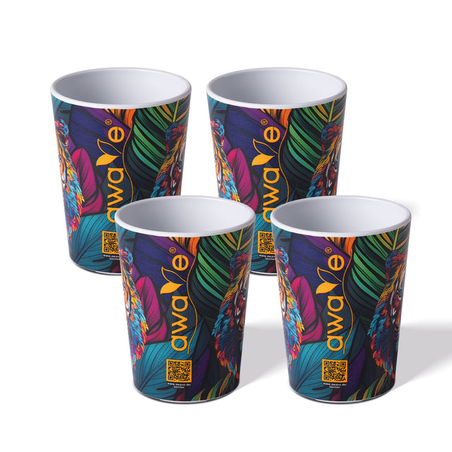 AWAVE® Shotbecher, 4 cl, aus rPET, Eichstrich bei 2 cl und 4 cl, stapelbar