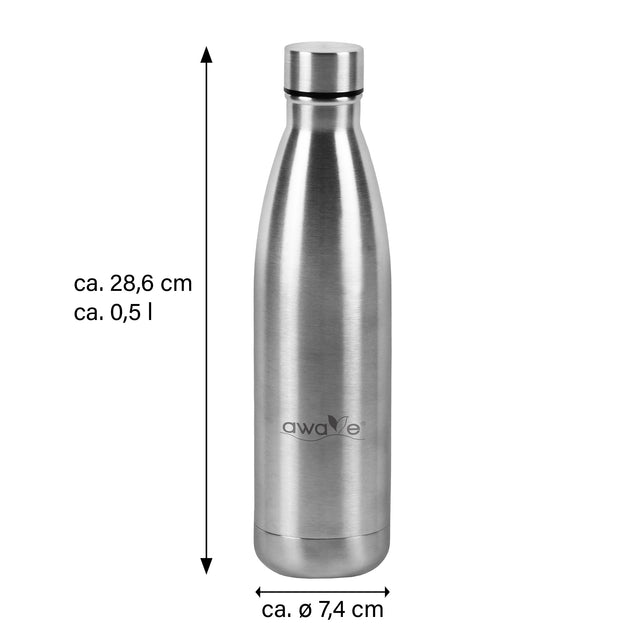 AWAVE® Thermo Trinkflaschen-Set, aus recyceltem Edelstahl, 500 ml, mit Accessoires