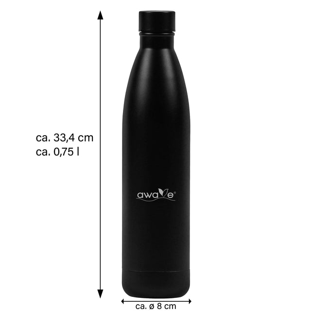 AWAVE® Thermo Trinkflaschen-Set, aus recyceltem Edelstahl, 750 ml, mit Accessoires