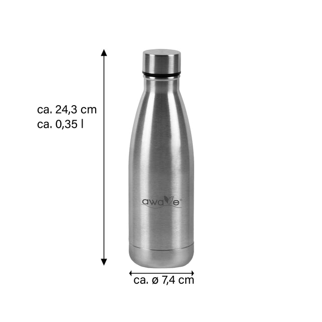 AWAVE® Thermo Trinkflaschen-Set, aus recyceltem Edelstahl, 350 ml, mit Accessoires