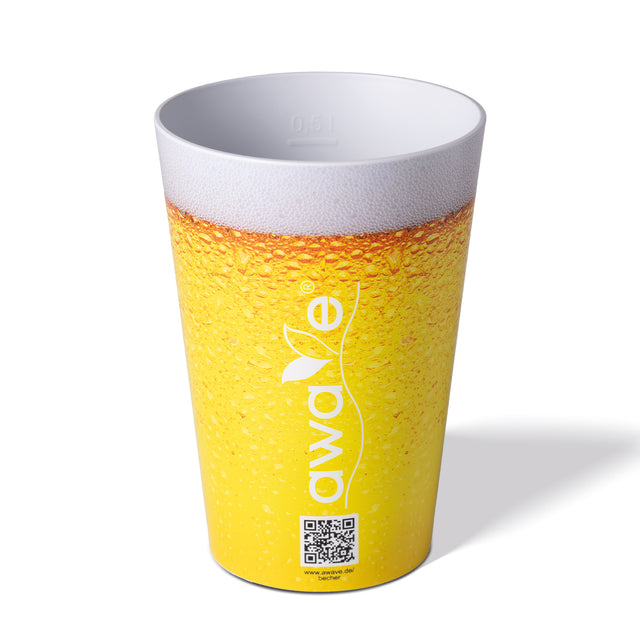 AWAVE® Trinkbecher, 500 ml, aus rPET, mit Eichstrich, stapelbar