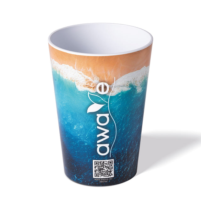 AWAVE® Festivalbecher, 300 ml, aus rPET, mit Eichstrich, stapelbar