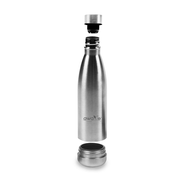 AWAVE® Thermo Trinkflaschen-Set, aus recyceltem Edelstahl, 500 ml, mit Accessoires
