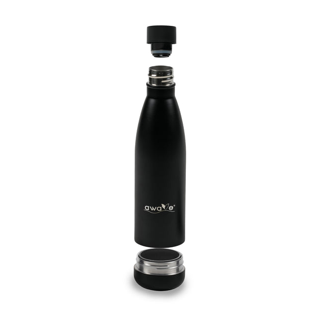 AWAVE Thermos flask set, recycled stainless steel, 500 ml, with accessories, black